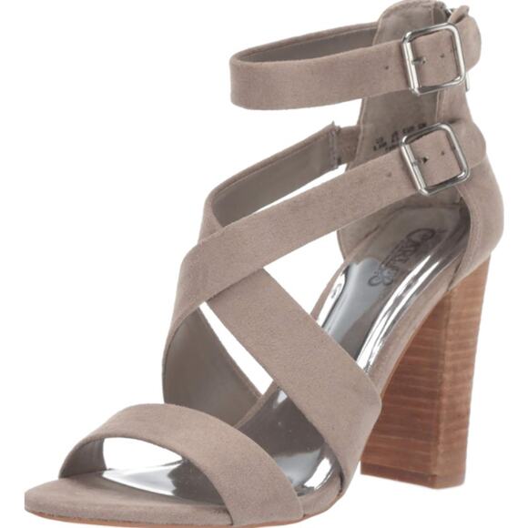 CARLOS SANTANA Women's Laura Strappy Heeled Sandals 8M Tan Suede Fabric - Picture 1 of 11